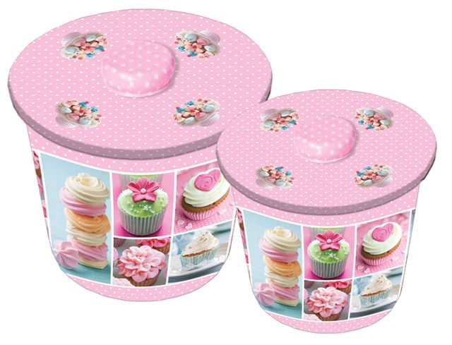 2dílná plechová dóza s motivem cupcakes